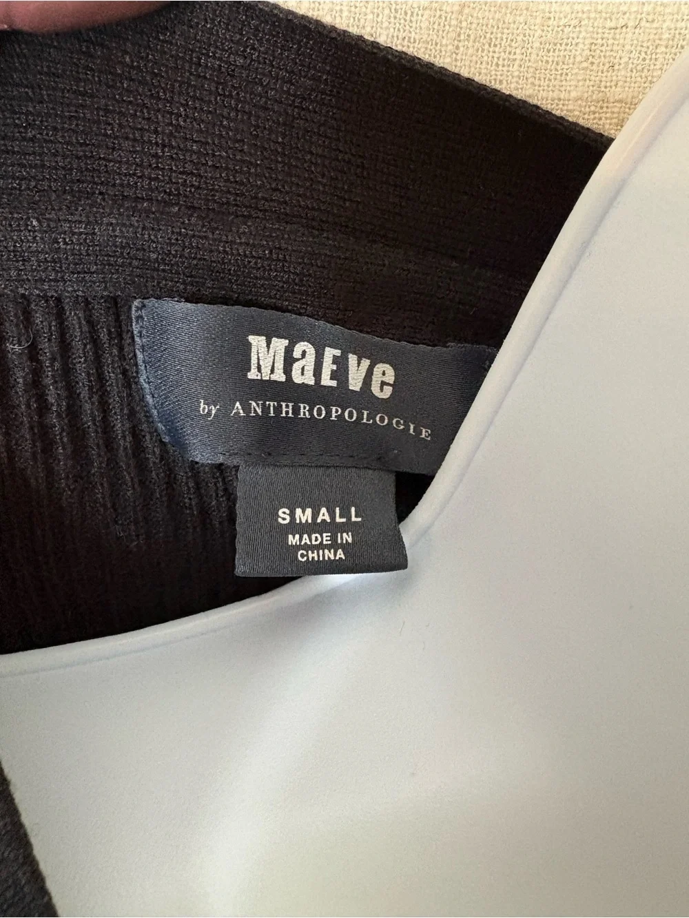 Maeve by Anthropologie Thea Black Ribbed V-Neck Sweater Sz Small